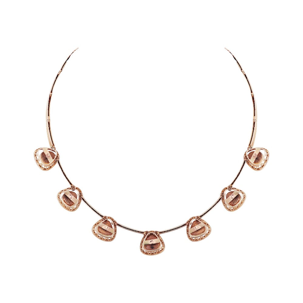 Rose Gold Polki Necklace with Brilliant-Cut Diamond Halo